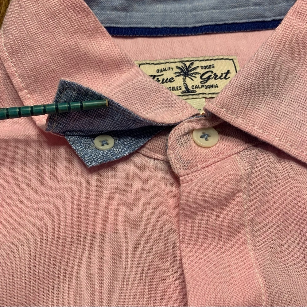 True Grit Washed Melange Linen Long Sleeve Button Down Shirt - Picture 5 of 9